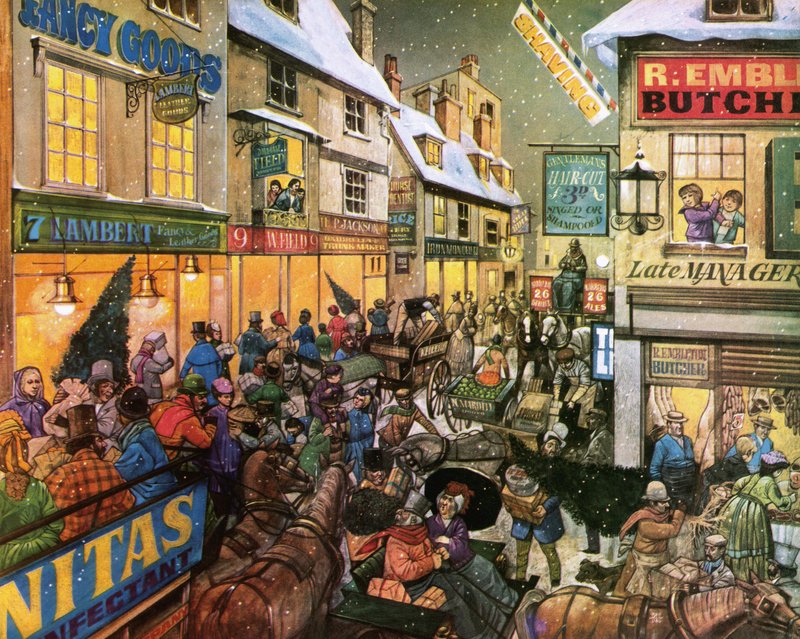 Weihnachtseinkäufe in den 1870er Jahren von Richard Hook