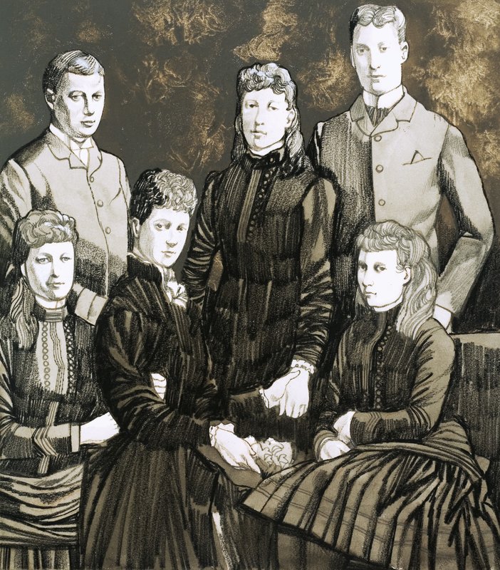 Prinzessin Alexandra von Dänemark, die Frau von König Edward, und ihre fünf Kinder von Richard Hook