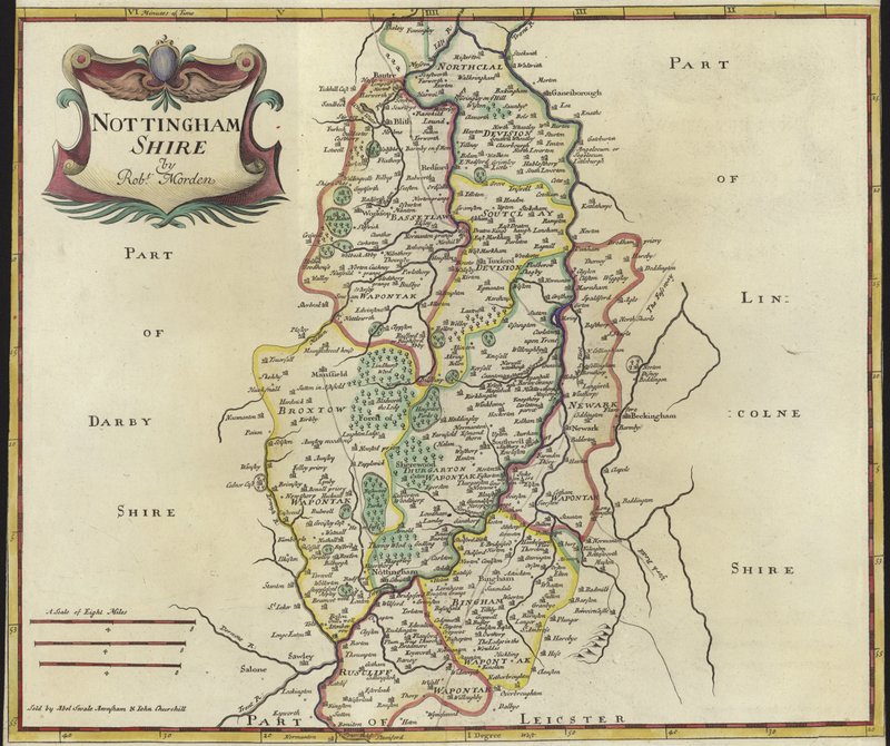 Karte von Nottinghamshire von Robert Morden