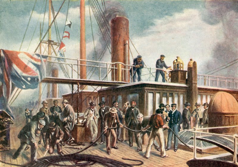 Die Great Eastern birgt das verlorene Atlantikkabel von Robert (after) Dudley