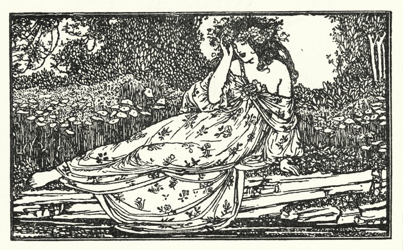 Illustration für Gedichte von John Keats: Fragment einer Ode an Maia (Lithografie) von Robert Anning Bell