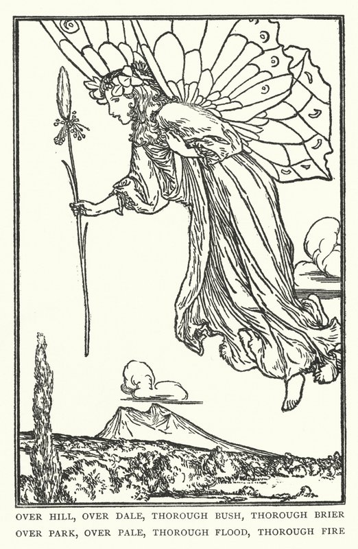 Über Hügel, über Tal, durch Busch, durch Dorn, über Park, über Zaun, durch Flut, durch Feuer von Robert Anning Bell