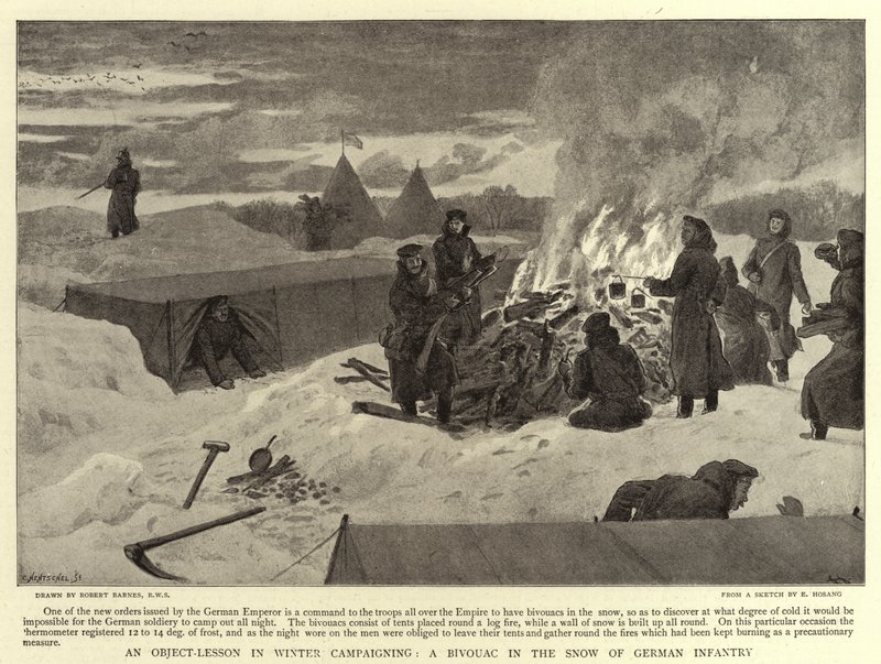 Eine Lektion im Winterfeldzug, ein Biwak im Schnee der deutschen Infanterie von Robert Barnes
