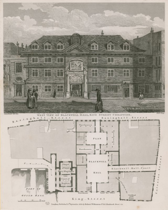 Westansicht von Blackwell Hall, King Street, Cheapside von Robert Blemell Schnebbelie