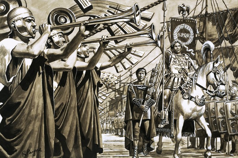 Caligula reitet trockenen Fußes über die Bucht von Neapel von Roger Payne