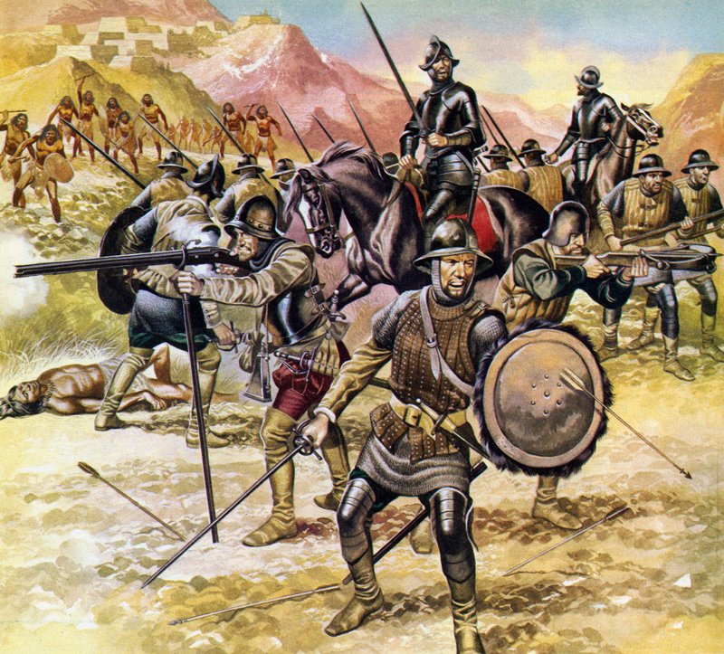 Mexiko, Spanier stellen eine Expedition zusammen, um eine goldene Stadt im Norden zu finden von Ron Embleton