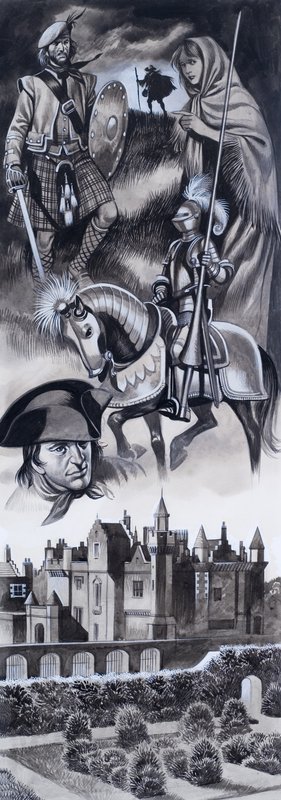 Schottisches Schloss und Persönlichkeiten aus der schottischen Geschichte von Ron Embleton