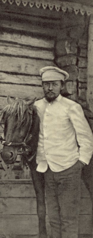 Anton Tschechow auf seinem Anwesen in Melikhovo, Russland, Juni 1898 von Russian Photographer