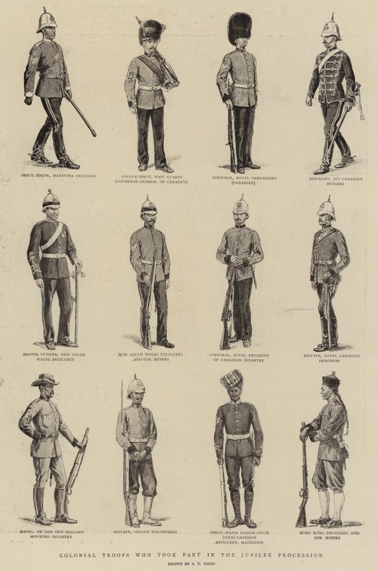 Kolonialtruppen, die an der Jubiläumsprozession teilnahmen von S.T. Dadd