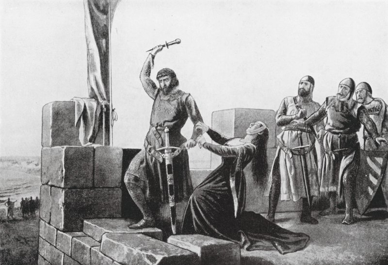 Alonso de Guzman wirft seinen Dolch zu Don Juan von Salvador (after) Martinez Cubells
