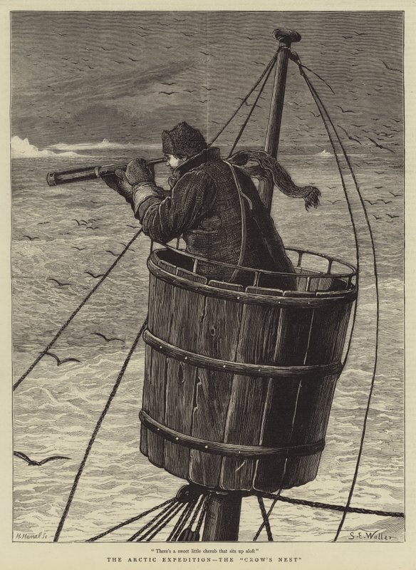 Die Arktisexpedition, das Krähennest von Samuel Edmund Waller