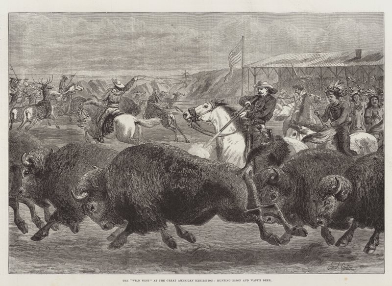 Der Wilde Westen auf der Großen Amerikanischen Ausstellung, Jagd auf Bisons und Wapiti-Hirsche von Samuel John Carter