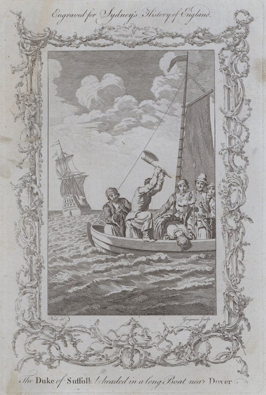 Der Herzog von Suffolk wird in einem langen Boot in der Nähe von Dover enthauptet (Stich) von Samuel (after) Wale