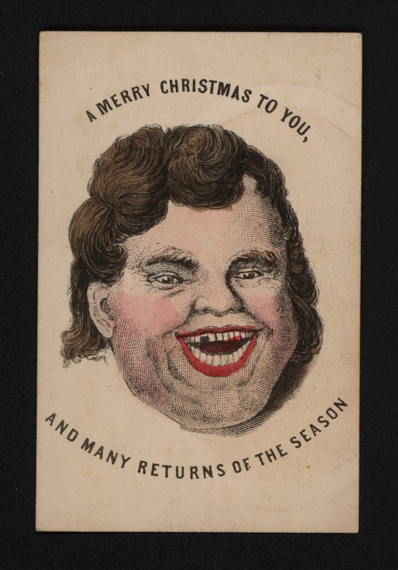 Gesicht eines lachenden Mannes, Weihnachtsgrußkarte, Ende des 19. Jahrhunderts von Scottish School