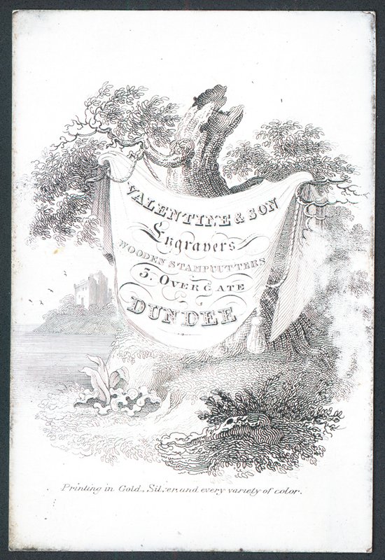 Valentine & Son, Graveure und Holzstempelschneider, Visitenkarte von Scottish School