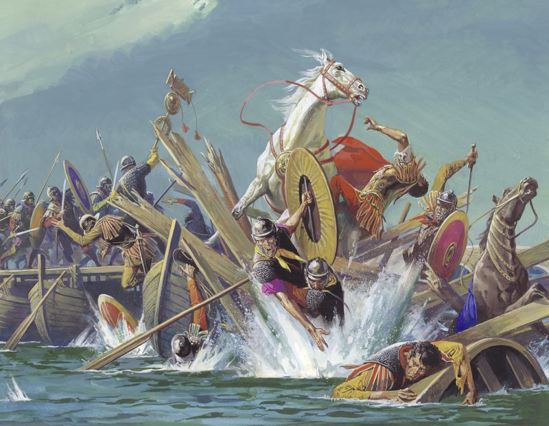 Tod von Maxentius in der Schlacht an der Milvischen Brücke von Severino Baraldi