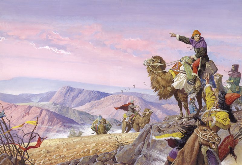 Marco Polo auf dem langen Weg nach Cathay, 20. Jahrhundert von Severino Baraldi