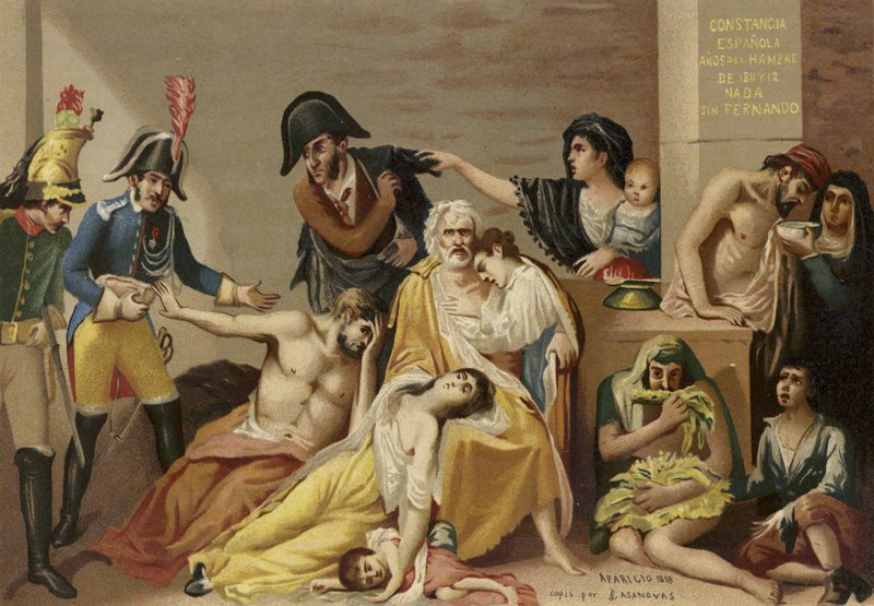 Kopie eines Gemäldes mit dem Titel Hunger von Spanish School