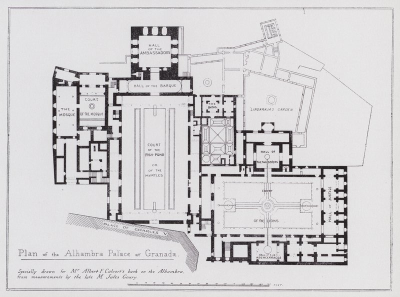 Plan des Alhambra-Palastes in Granada (Lithografie) von Spanish School