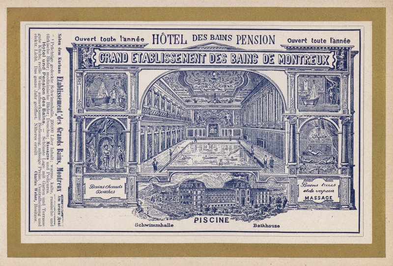 Werbung für Grand Etablissement Des Bains De Montreux von Swiss School