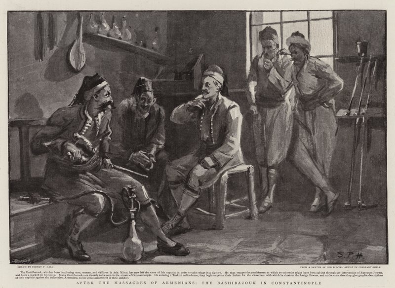 Nach den Massakern an den Armeniern, der Baschi-Bazouk in Konstantinopel von Sydney Prior Hall