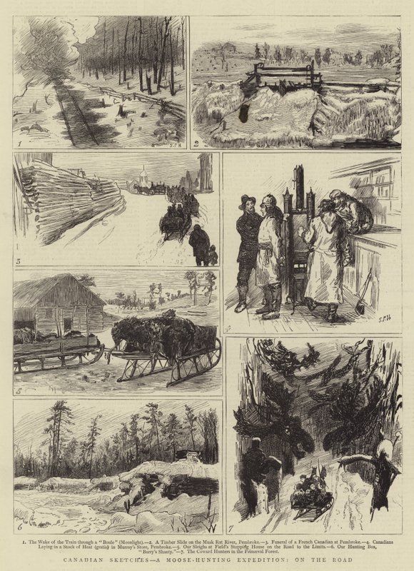 Kanadische Skizzen, eine Elchjagd-Expedition, auf der Straße von Sydney Prior Hall