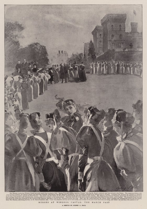 Krankenschwestern im Windsor Castle, der Vorbeimarsch von Sydney Prior Hall