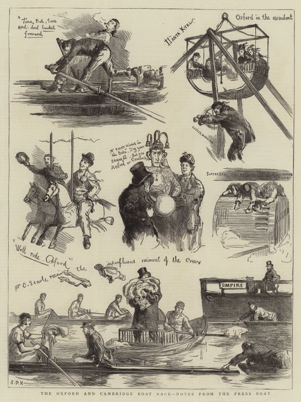 Das Oxford und Cambridge Bootsrennen, Notizen vom Presseboot von Sydney Prior Hall