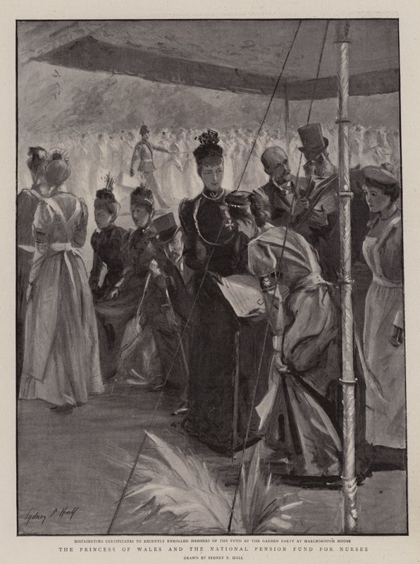 Die Prinzessin von Wales und der Nationale Pensionsfonds für Krankenschwestern von Sydney Prior Hall