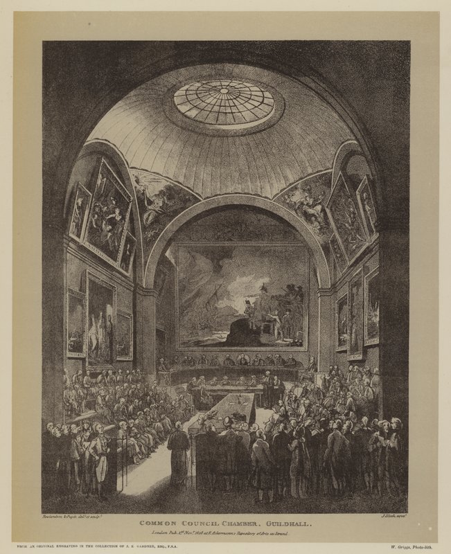 Common Council Chamber, Guildhall, City of London, 1808 von T. and Pugin Rowlandson