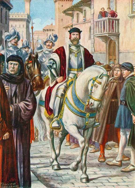 Cosimo I. mit seinen spanischen und deutschen Wachen, die ihm immer folgten von Tancredi Scarpelli