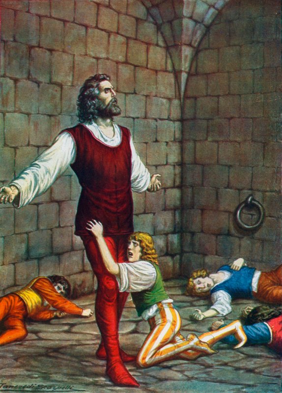 Graf Ugolino della Gherardesca und seine Söhne dem Verhungern überlassen in der Muda von Tancredi Scarpelli