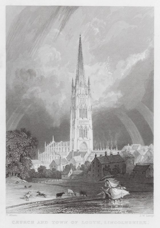 Kirche und Stadt Louth, Lincolnshire von Thomas (after) Allom
