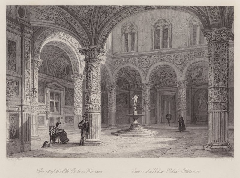 Hof des Alten Palastes, Florenz (Gravur) von Thomas (after) Allom