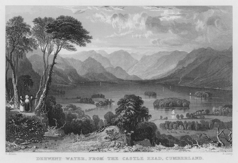Derwent Water, vom Castle Head, Cumberland (Stich) von Thomas (after) Allom