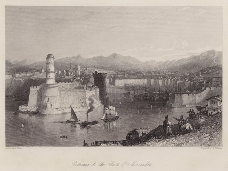 Eingang zum Hafen von Marseille (Gravur) von Thomas (after) Allom