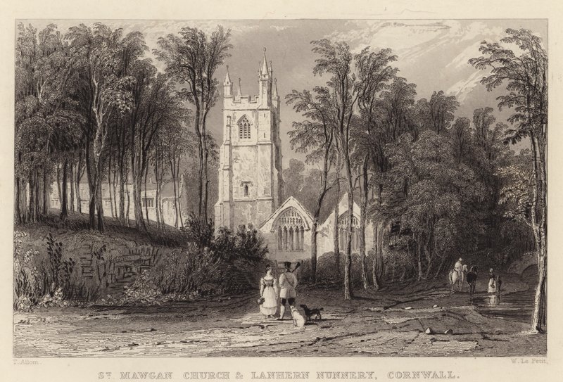St Mawgan Kirche und Lanhern Kloster, Cornwall von Thomas (after) Allom