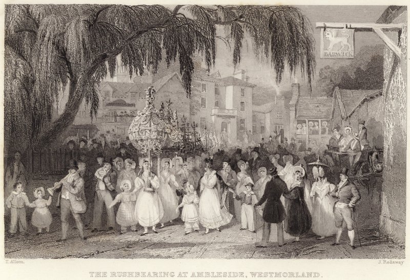 Das Rushbearing in Ambleside, Westmorland (Gravur) von Thomas (after) Allom
