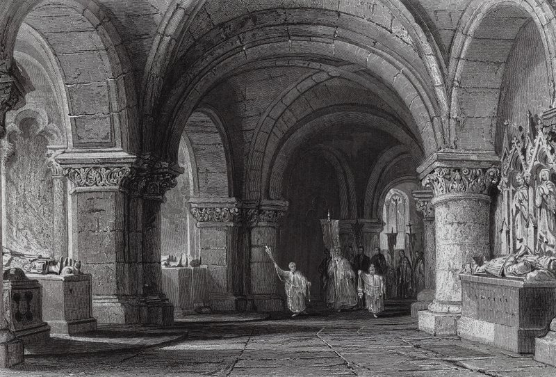 Gräber der Könige in der Krypta von St. Denis von Thomas (after) Allom