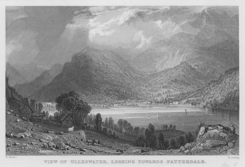 Blick auf Ulleswater, in Richtung Patterdale (Stich) von Thomas (after) Allom