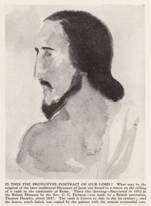 Porträt von Jesus Christus aus den Katakomben von Rom von Thomas (after) Heaphy