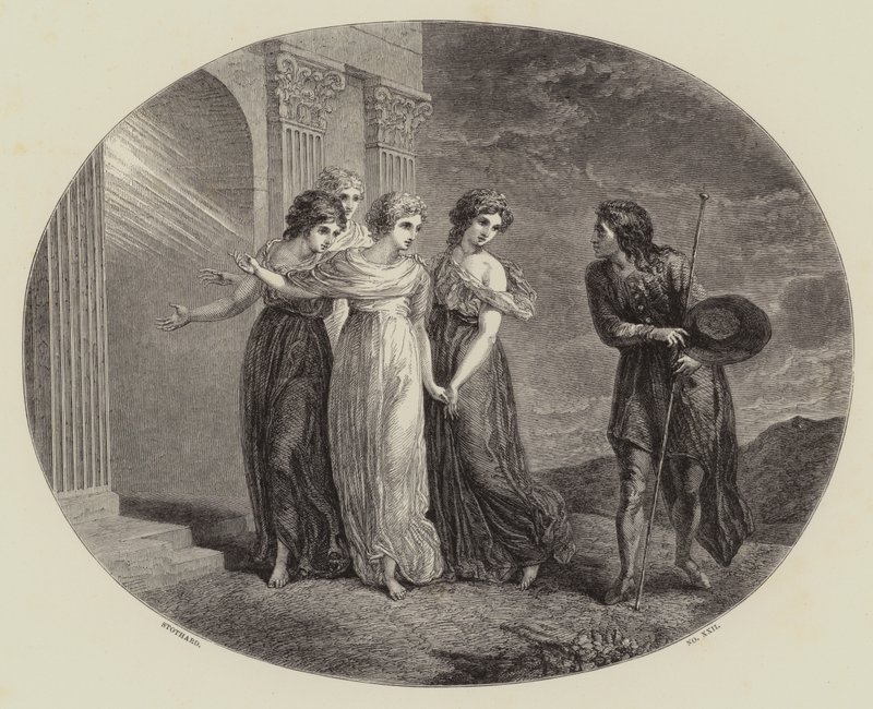Die Einladung, aus dem "Pilgerreise" von Thomas (after) Stothard