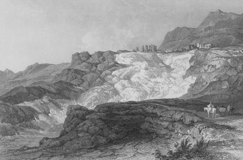 Die Ruinen von Hierapolis, jetzt Pambouk Kaleh genannt, auf dem Weg von Laodicea von Thomas Allom
