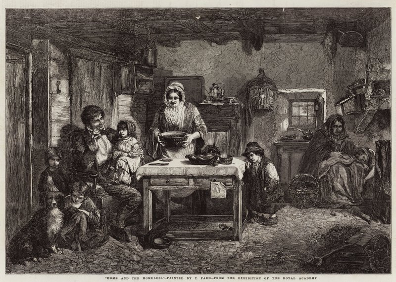 Heim und die Obdachlosen von Thomas Faed