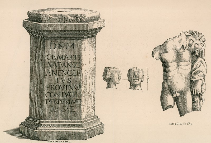 Ein Sockel und Fragment der Statue des Herkules römischer Arbeit von Thomas Fisher Hoxton