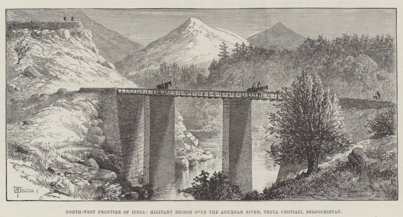 Nordwestgrenze Indiens, Militärbrücke über den Anumbar-Fluss, Thull Chotiali, Belutschistan von Thomas Harrington Wilson