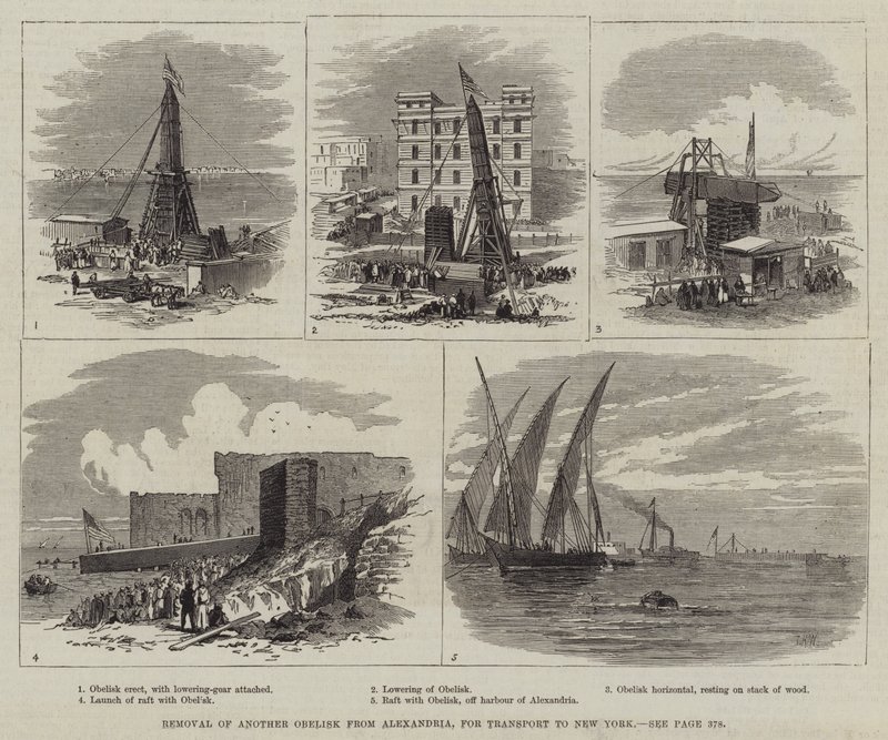 Entfernung eines weiteren Obelisken aus Alexandria, für den Transport nach New York von Thomas Harrington Wilson
