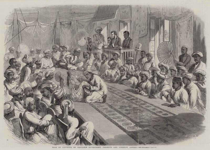 Verkauf von wertvollen Regierungsgeschenken und Lucknow-Juwelen in Kalkutta von Thomas Harrington Wilson