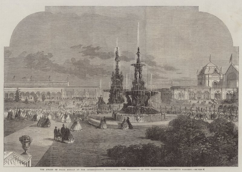 Die Verleihung der Preismedaillen auf der Internationalen Ausstellung, die Prozession in den Gärten der Horticultural Society von Thomas Harrington Wilson