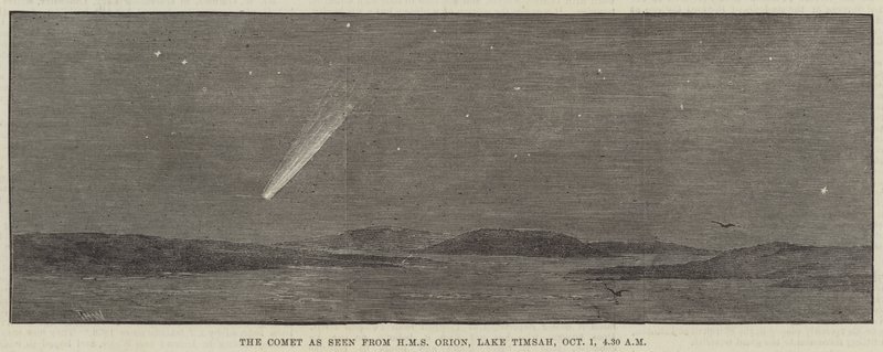 Der Komet, gesehen von der HMS Orion, Lake Timsah, 1. Oktober, 4:30 Uhr von Thomas Harrington Wilson